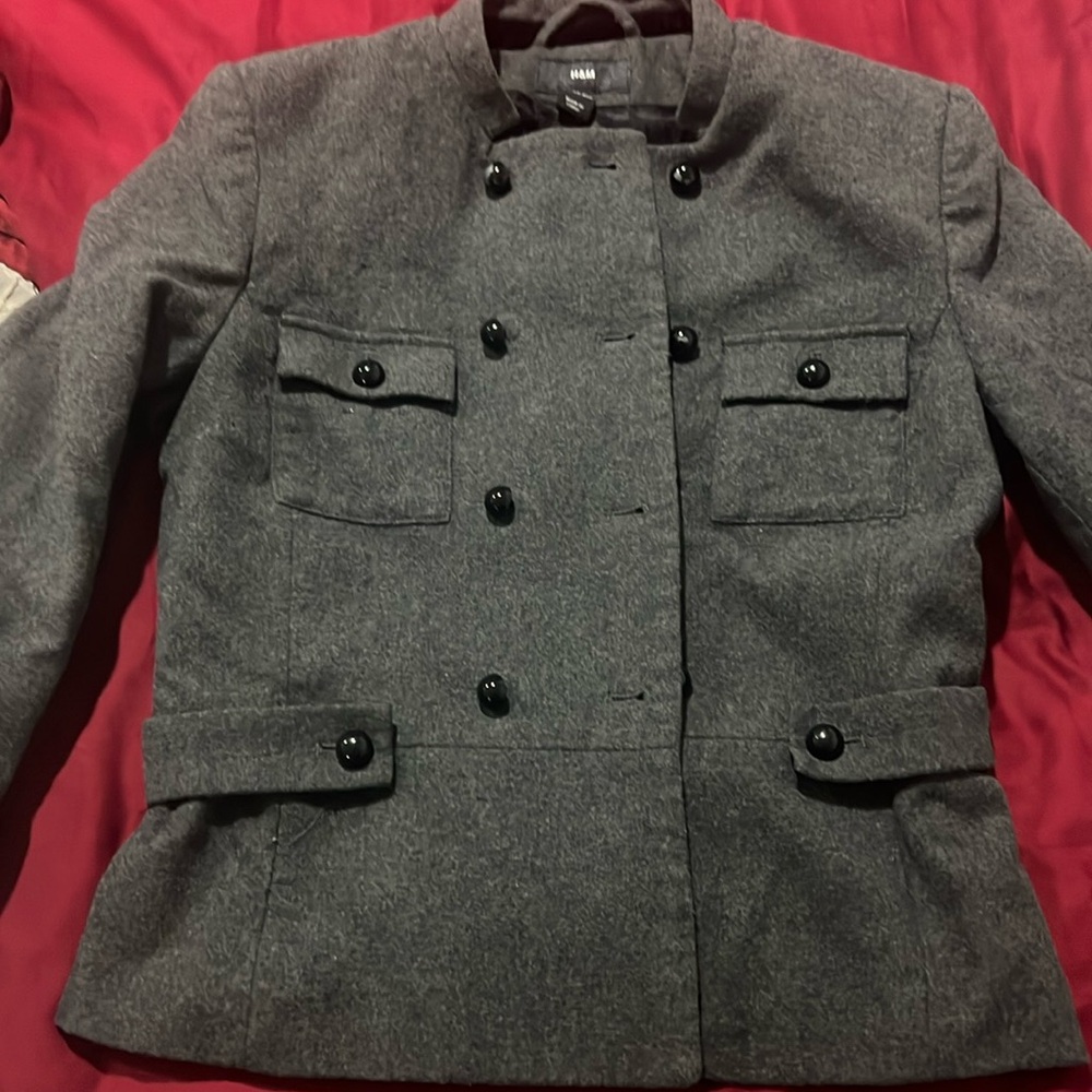 Women’s gray wool blazer, women’s blazer, size 6 H&M